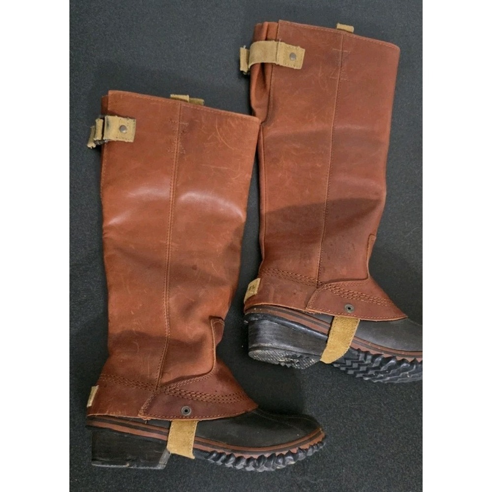 SOREL SLIMPACK TALL 6 EQUESTRIAN Riding Rain Boot Women CINNAMON Waterproof EUC